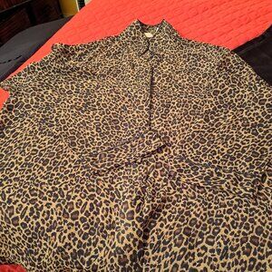 Two Piece Leopard Pajamas 3X Satin Pants with Sheer Leopard Top